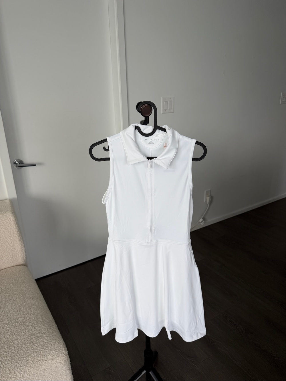 Travis Mathew White Sleeveless Zip Polo Dress